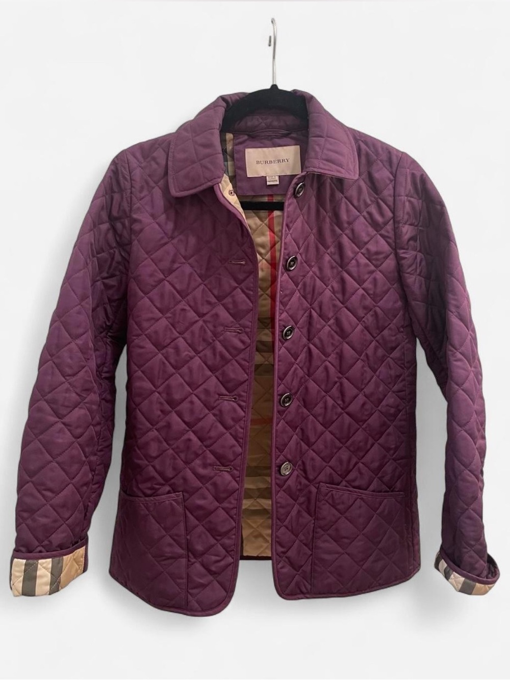 Burberry Quilted Nova Jacket Plum Purple - Petite Small